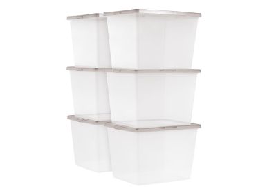 36 qt. Plastic Storage Bin Tote Organizer Containers with Locking Lids Clear with Gray Lids (6-Pack)