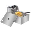 EH81 2500W MAX 110V 6.3QT/6L Stainless Steel Single Cylinder Electric Fryer US Plug