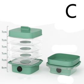 Multi-layer Dish Cover Heat Preservation Kitchen Cover Dining Table Leftover Storage Box Transparent Stack Cooking Hood Steamer (Option: C-Green)