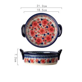 Double Ear Plate European Style Tableware Set (Option: Doubleear circular baking bowl)