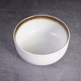 Japanese Ceramic Wholesale Retro Soup Bowl Salad Bowl Tableware (Option: Sesame gold-6.5inchl 160x78mm-1PCS)