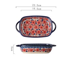 Double Ear Plate European Style Tableware Set (Option: Rectangular baking tray)