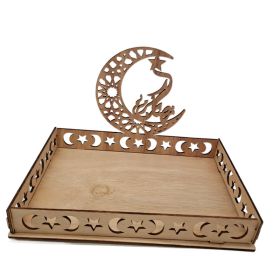 Wooden Moon Ornaments Holiday Decoration Dining Table Dessert Tray Crafts (Option: No 5-One Size)