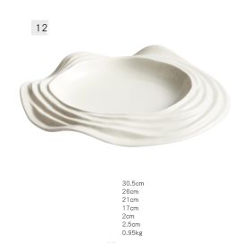 Plate Ceramic Hotel Tableware Western Steak Pasta Plate Customized (Option: 12Wavy Oval)