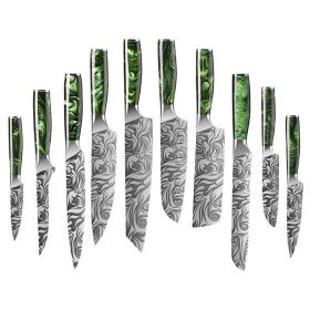 Laser Grain Stainless Steel 5CR15 Green (Option: 10piece set)