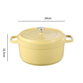 Household Ceramic Thickened Double Ear Stewpot (Option: Green 24cm)