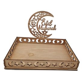 Wooden Moon Ornaments Holiday Decoration Dining Table Dessert Tray Crafts (Option: No 2-One Size)