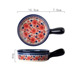 Double Ear Plate European Style Tableware Set (Option: Handle circular baking bowl)