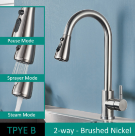 304 Stainless Steel Kitchen Pull-out Faucet (Option: Brushed Nickel-TPYE B)