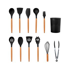 Kitchen Silicone Cooking Tool Utensil Set (Color: Black)