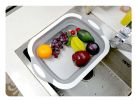 Multifunction Sink Cutting Board Chopping Board Folding Drain Basket Collapsible Cutting Board with Dish Tub Space Save Washing Board