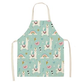 Alpaca Cartoon Cotton Linen Apron Sleeveless Antifouling Kitchen Home Cooking Waist Hanging Neck Kids' Bib (Option: 9-55x68cm)